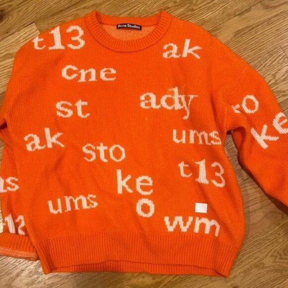 Like new Rare Acne Studios Orange Crewneck Designer Wool Sweater - Picture 1 of 7